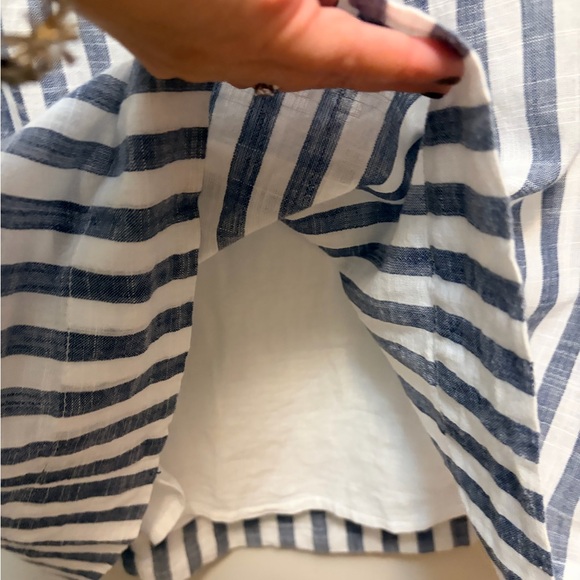 MIA MINX Cotton 3/4 Length Sleeve Striped Blue and White Dress - Picture 6 of 8